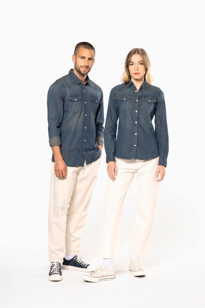 K519 - Heren denim overhemd lange mouwen