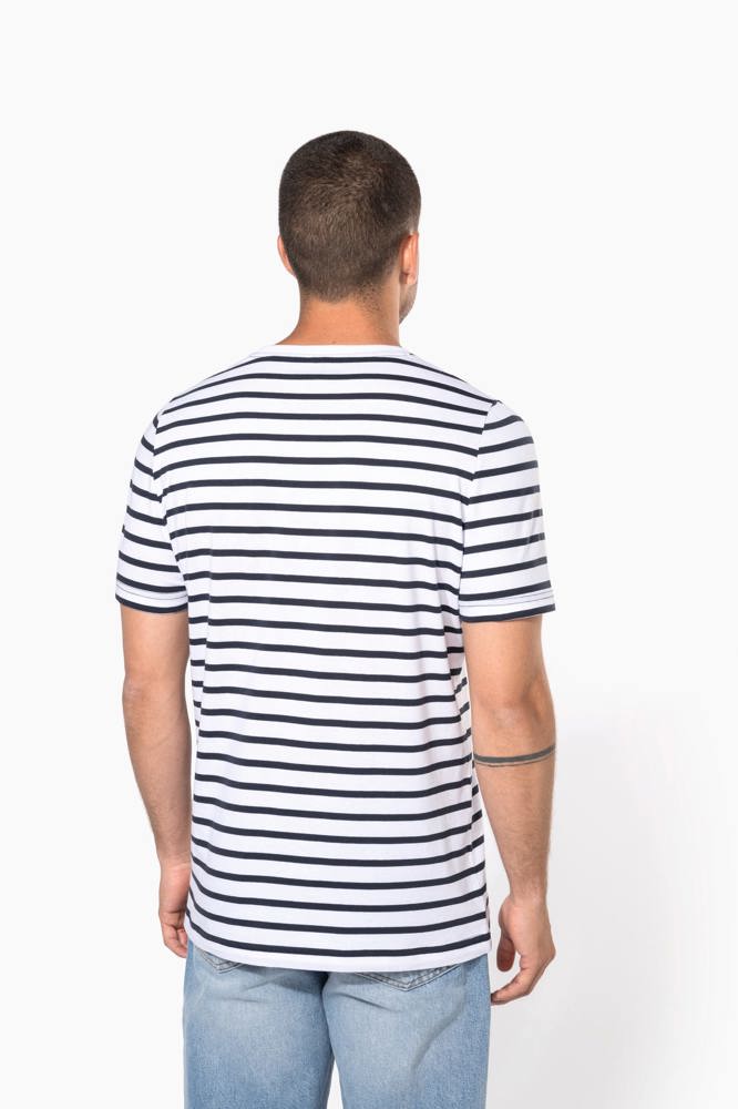 K378 - Gestreept T-shirt met zak en korte mouwen