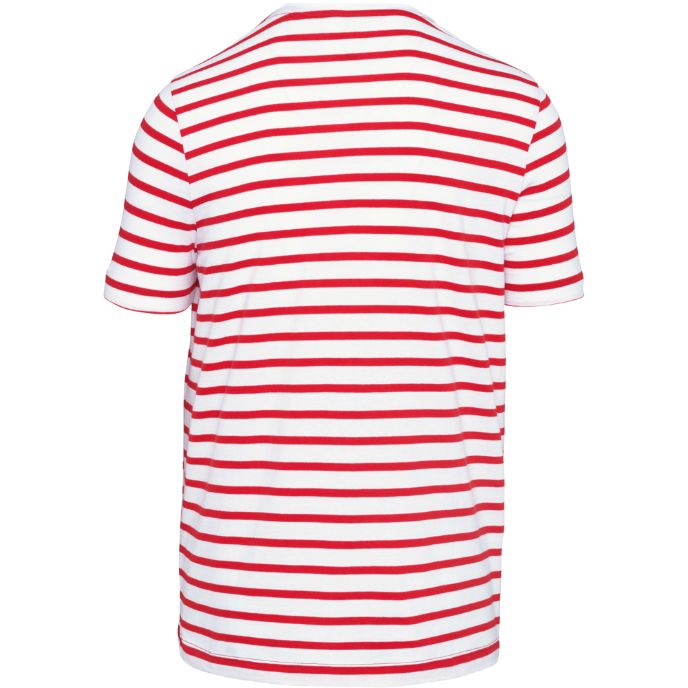 K378 - Gestreept T-shirt met zak en korte mouwen