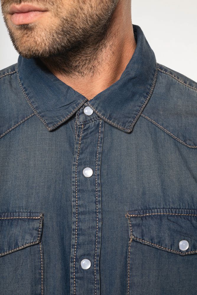 K519 - Heren denim overhemd lange mouwen