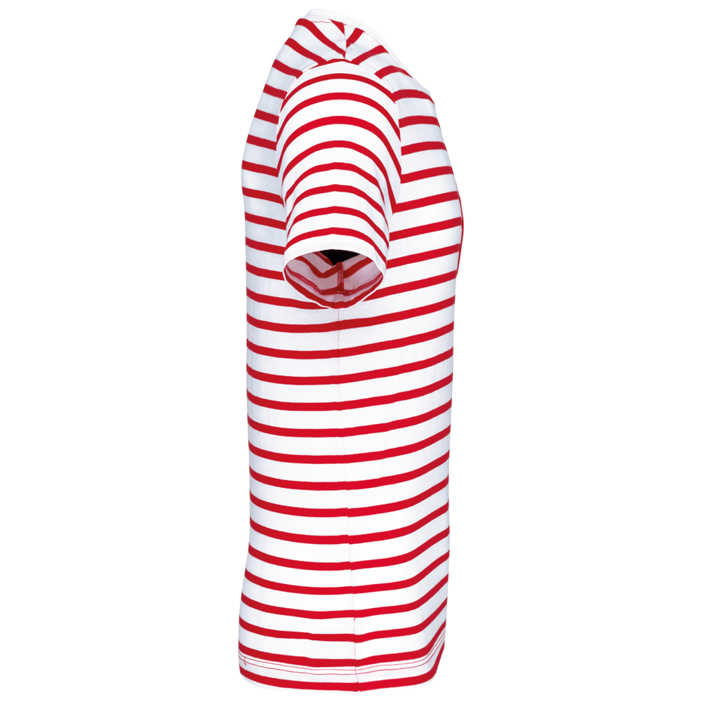 K378 - Gestreept T-shirt met zak en korte mouwen