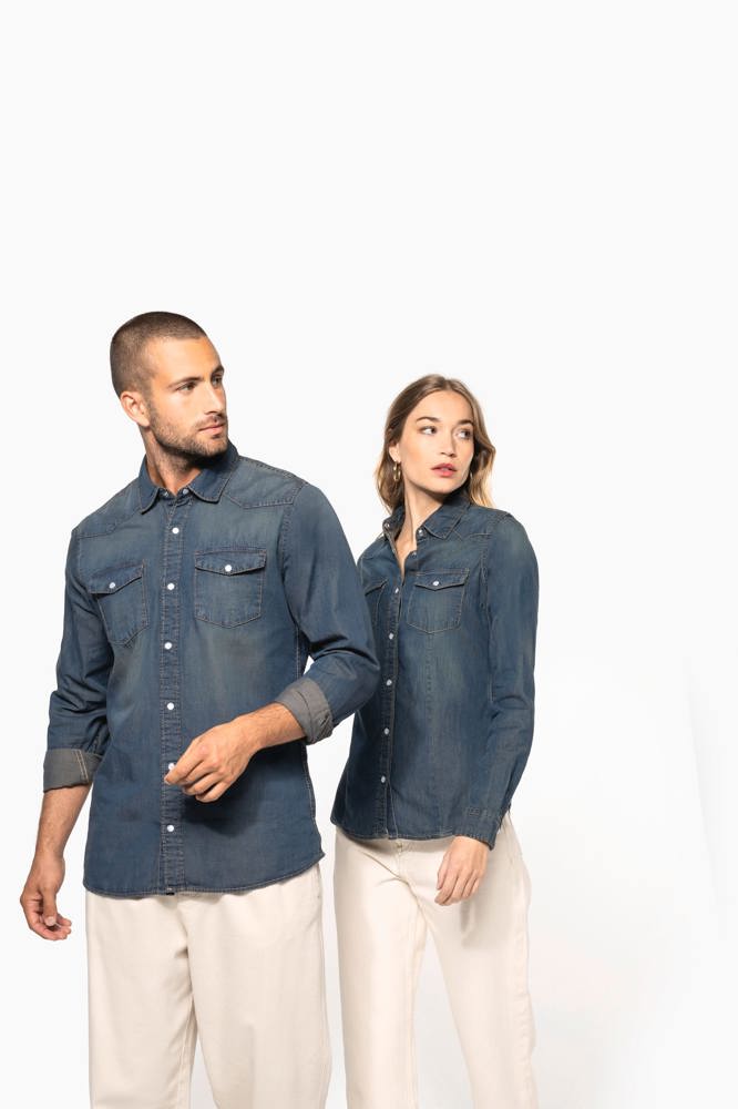 K519 - Heren denim overhemd lange mouwen
