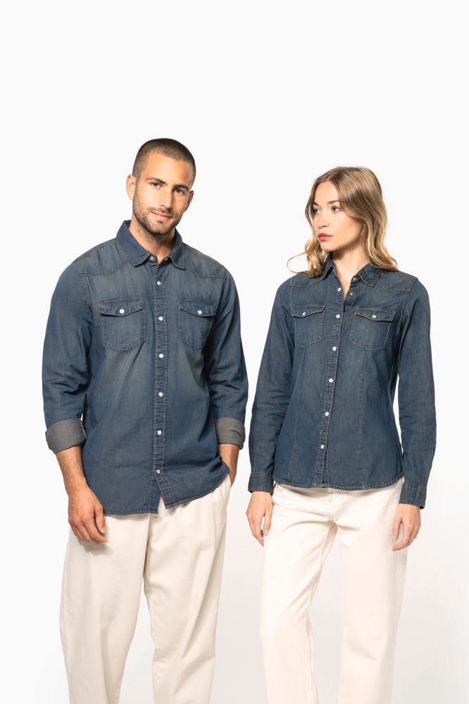 K519 - Heren denim overhemd lange mouwen
