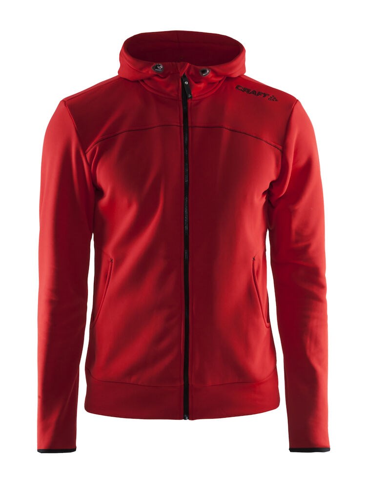 Craft - Leisure Full Zip Hood M - Bright Red/Black/Grey Melange