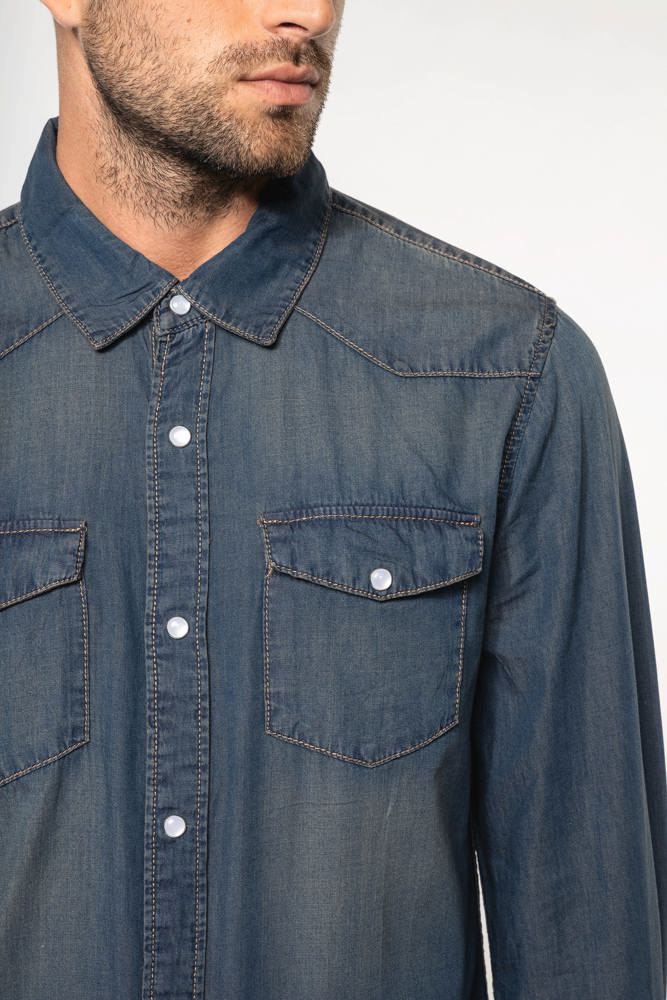 K519 - Heren denim overhemd lange mouwen