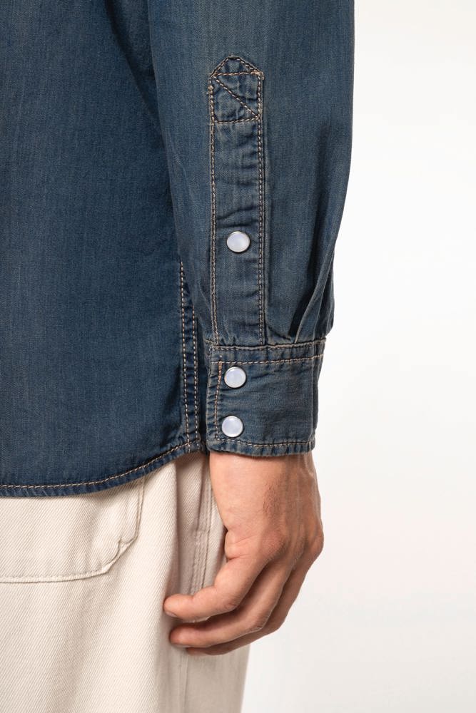 K519 - Heren denim overhemd lange mouwen