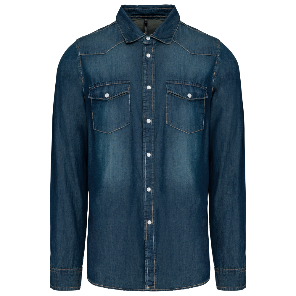 K519 - Heren denim overhemd lange mouwen