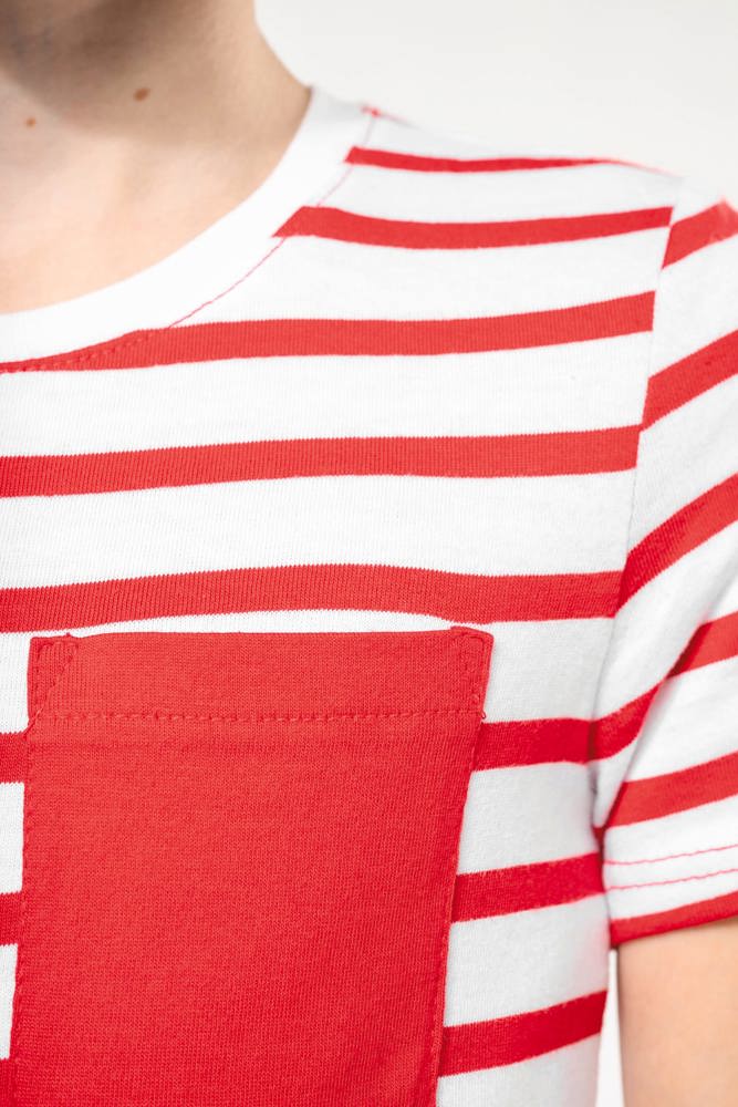 K379 - Gestreept T-shirt met zak en korte mouwen kids