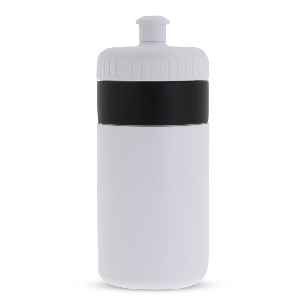 Sportbidon met rand 500ml - Wit / Zwart