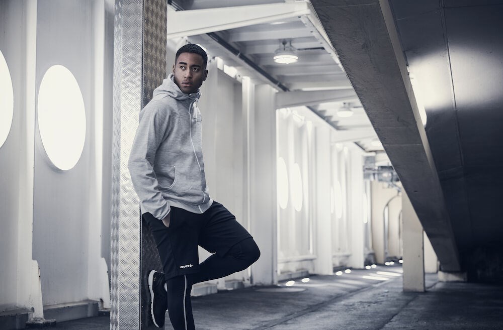 Craft - Leisure Full Zip Hood M Grey Melange/White/Grey Melange XS