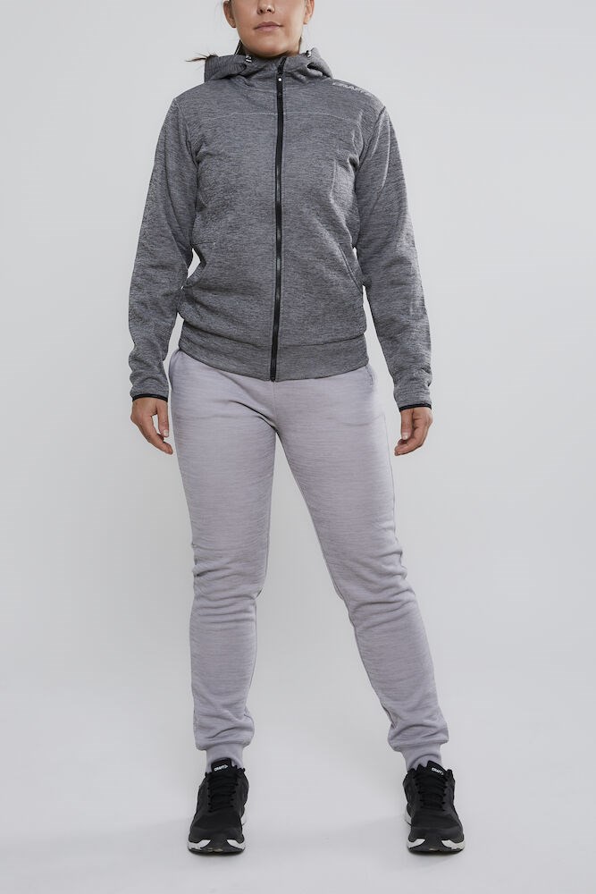 Craft - Leisure Full Zip Hood W Darkgrey melange XXL