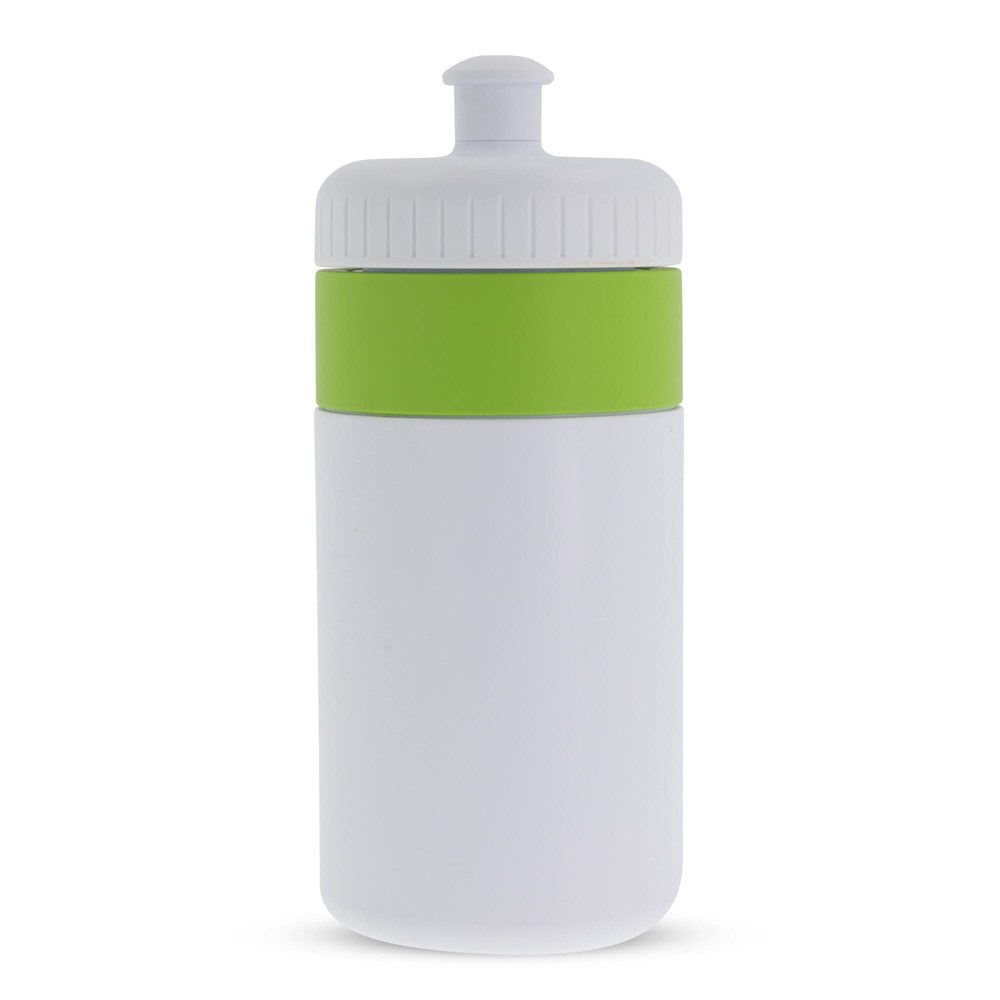 Sportbidon met rand 500ml - Wit / Lichtgroen