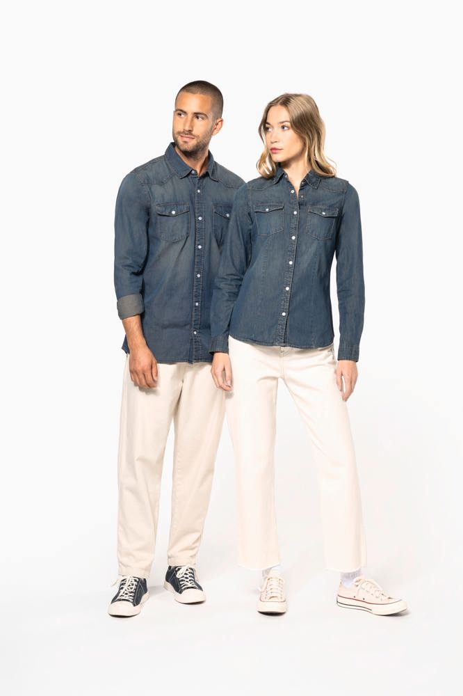 K519 - Heren denim overhemd lange mouwen