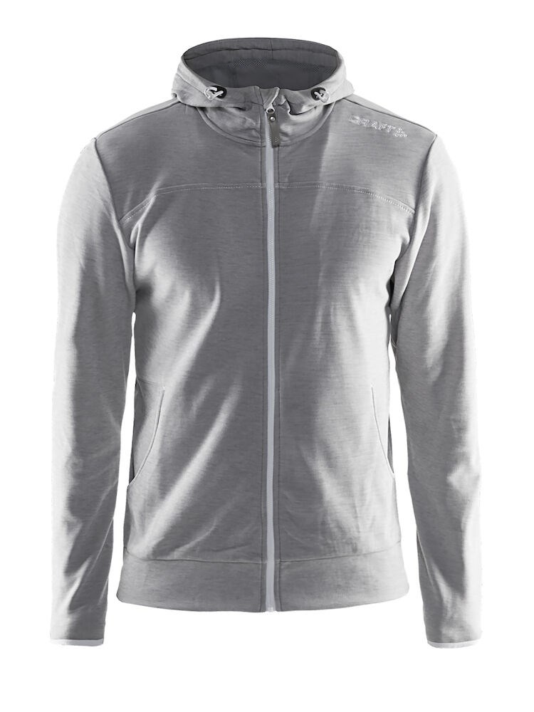 Craft - Leisure Full Zip Hood M - Grey Melange/White/Grey Melange