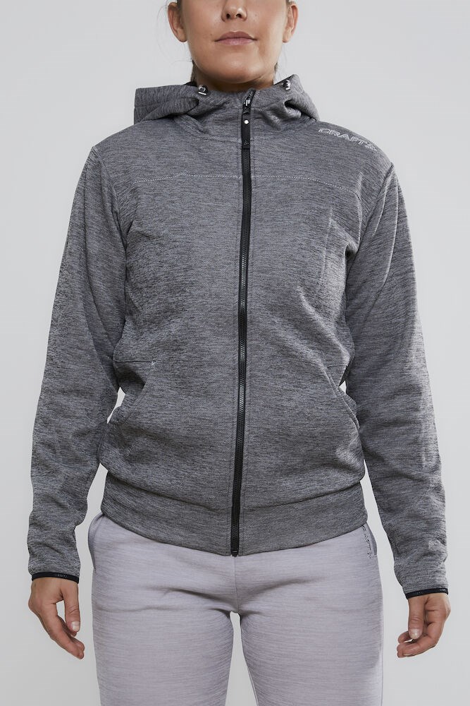 Craft - Leisure Full Zip Hood W Darkgrey melange XXL